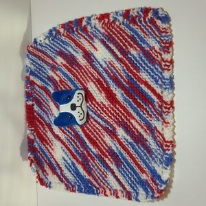 Handmade Lovey Square Red White Blue Puppy Plush New